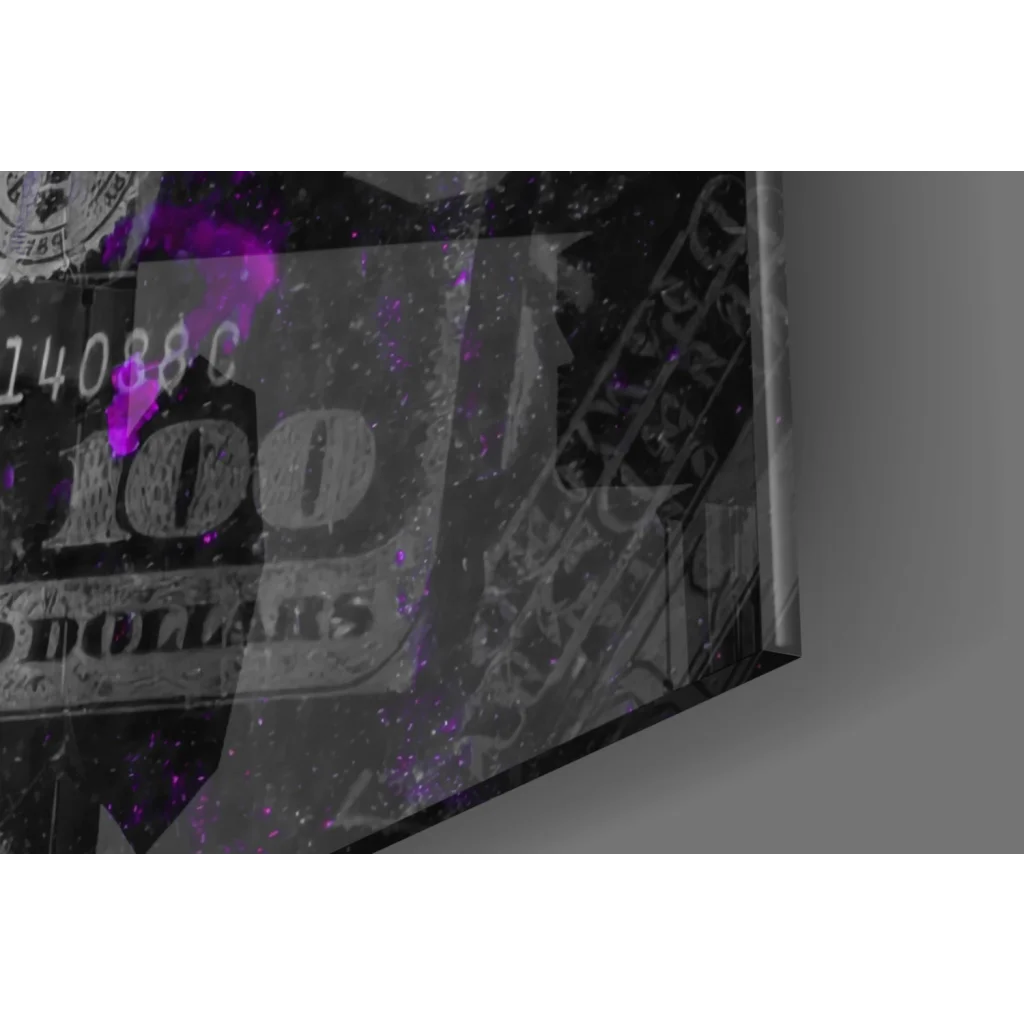 Purple Skull Money black purple abstract wall art canvas print