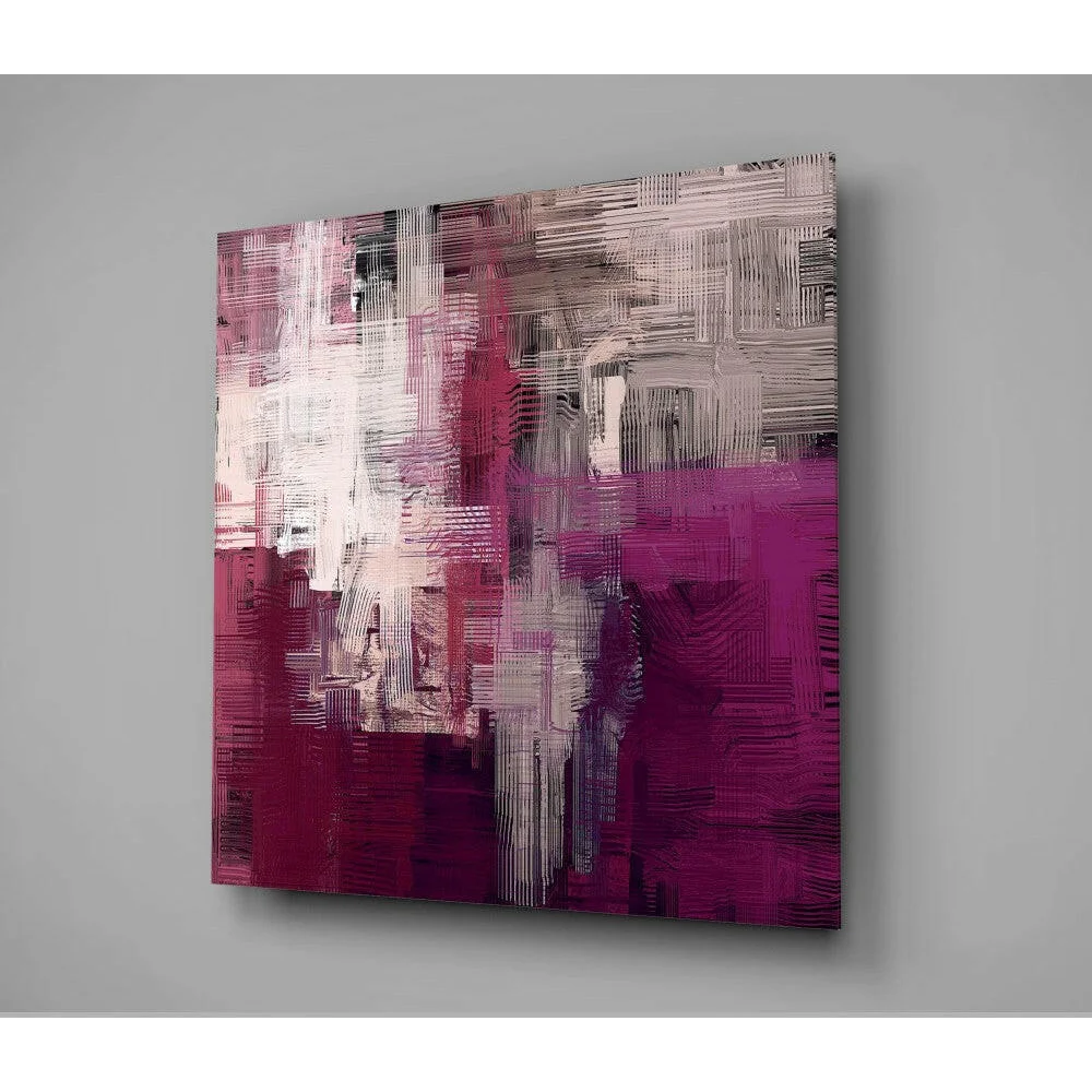 Stunning magenta glass wall art with bold abstract texture