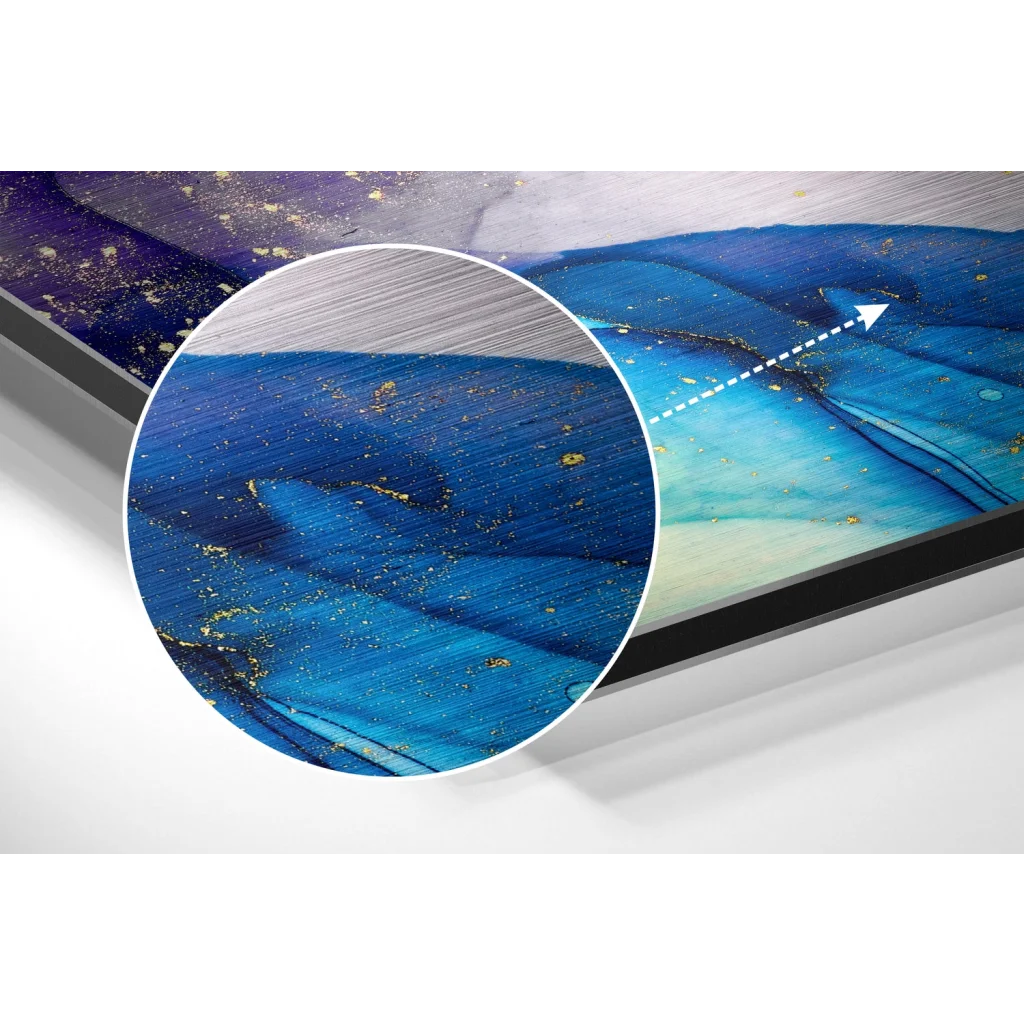 Cosmic Swirl Abstract on Brushed Aluminium Dibond with Gold Flecks | Modern Wall Art Decor | vintageantiquesgifts.com