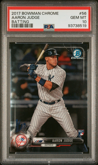 Graded 2017 Topps Bowman Chrome Aaron Judge #56 Batting Rookie RC Baseball Card PSA 10 Gem Mint