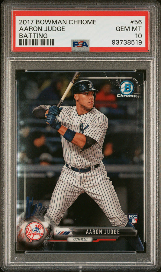Graded 2017 Topps Bowman Chrome Aaron Judge #56 Batting Rookie RC Baseball Card PSA 10 Gem Mint