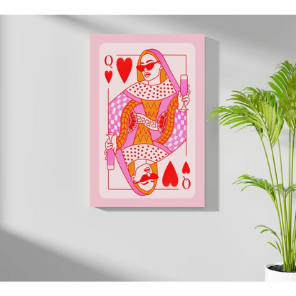 Vibrant queen of hearts insigne aluminum print in pink