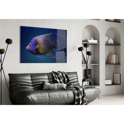 Stunning Angelfish Glass Wall Art in Vibrant Blue and Gold | Contemporary Home Wall Art | vintageantiquesgifts.com