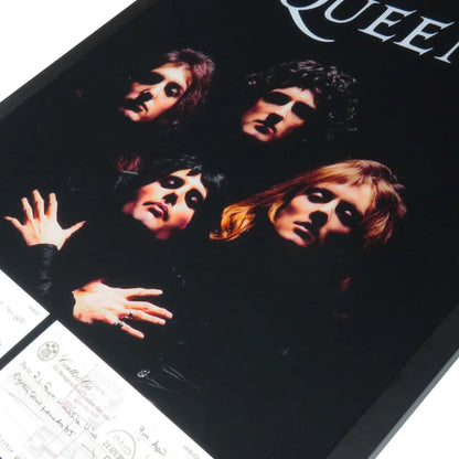 Framed Queen A Night at the Opera poster in autographed checks music display