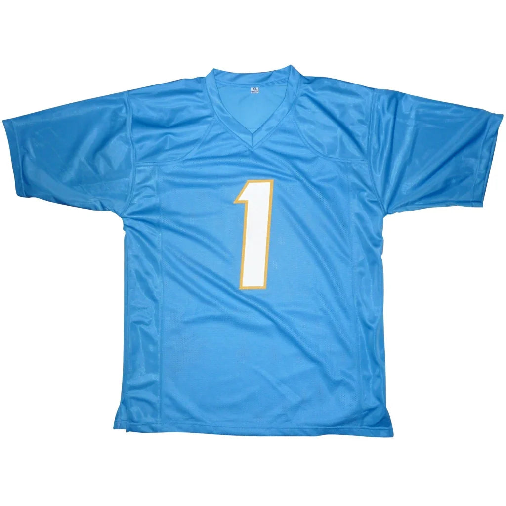 Quentin Johnston autographed Los Angeles baby blue #1 jersey
