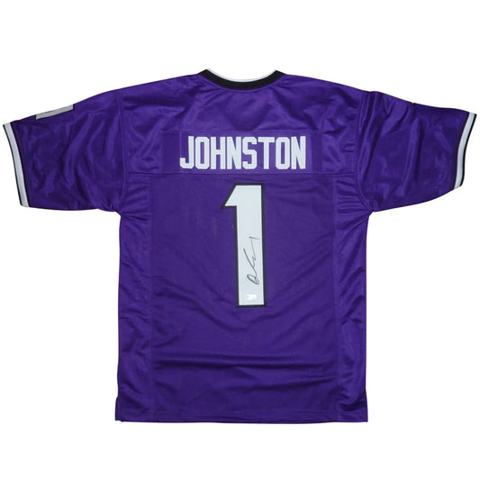 Quentin Johnston autographed purple TCU Horned Frogs custom jersey #1