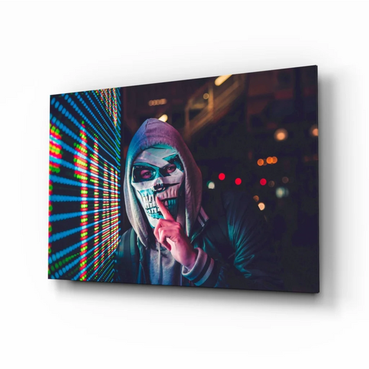 Neon Skull Trader Glass Wall Art Canvas Print | Insigneart USA | vintageantiquesgifts.com