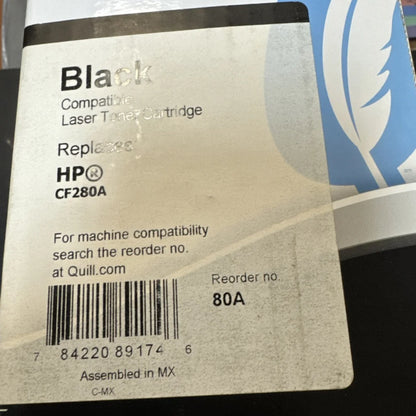 Quill brand black toner cartridge for HP CF280A