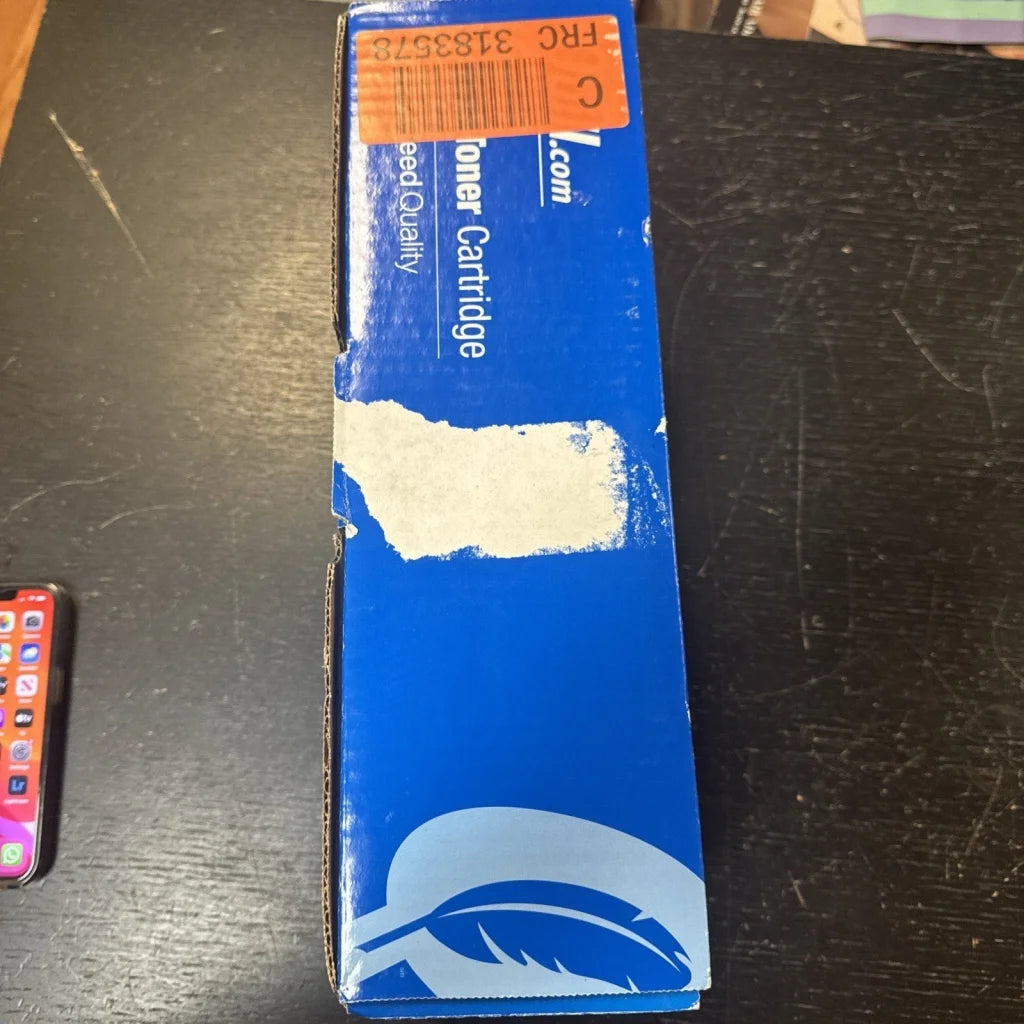 Quill Brand CF280A toner cartridge blue box with orange barcode label