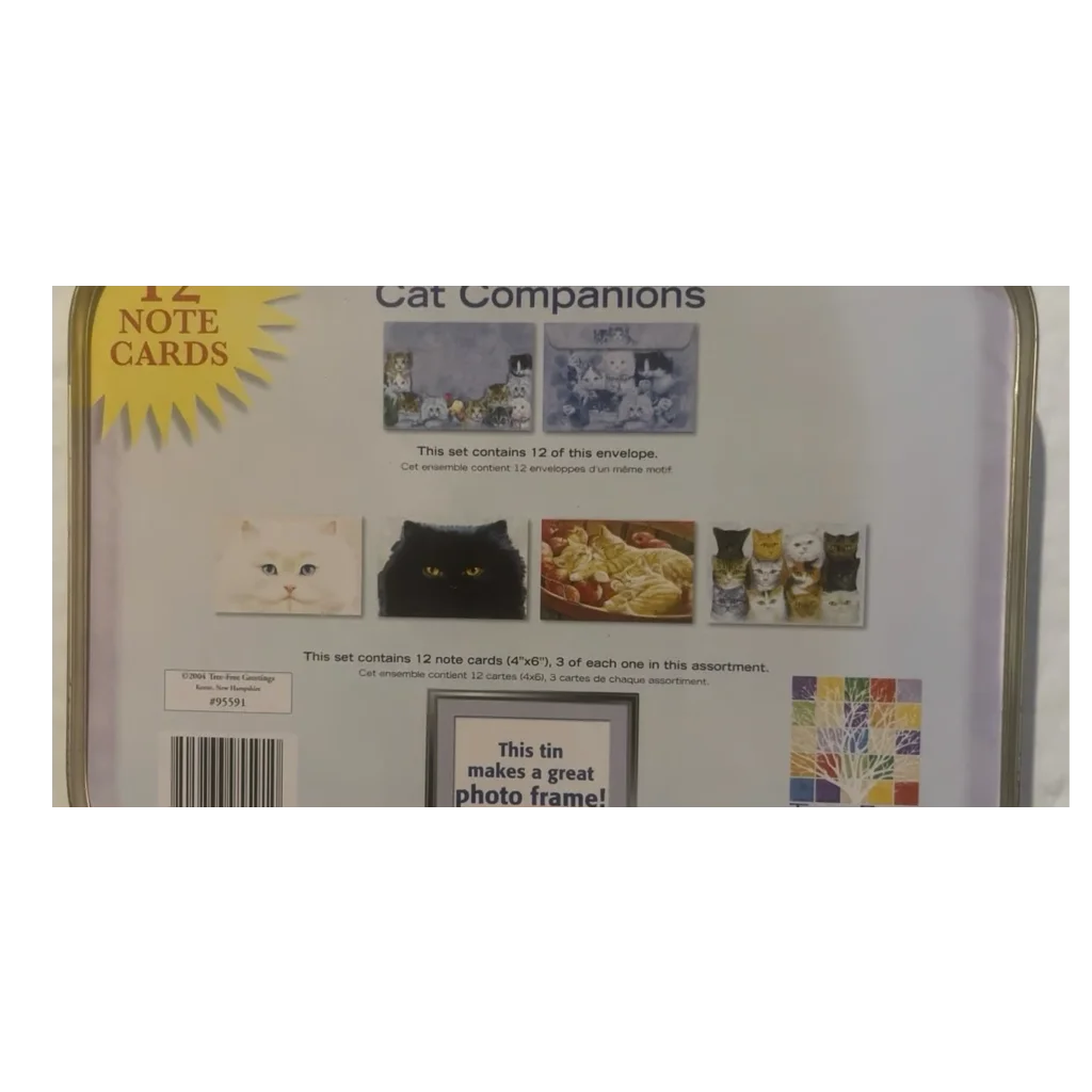 Cat-themed note cards in a clear case from the Quirky Vintage Cat Tin by Persis Clayton Wiers