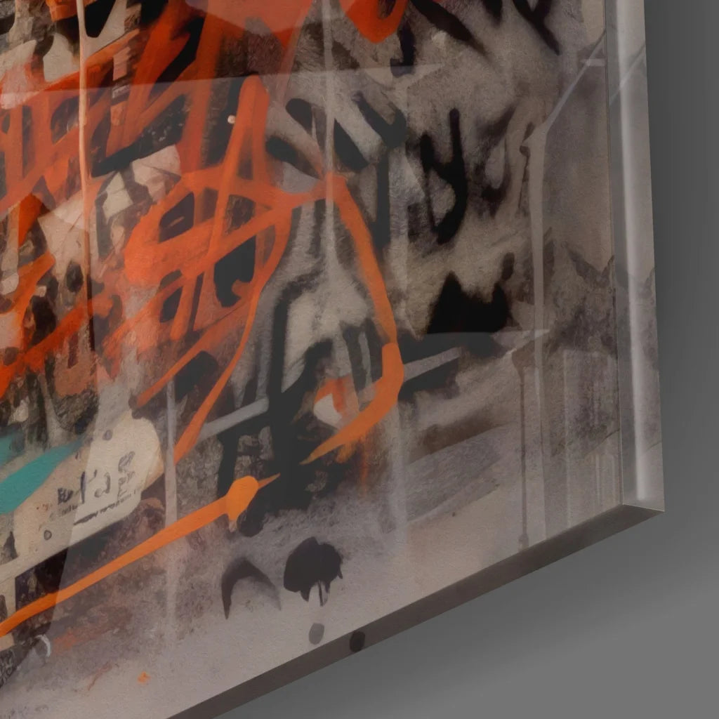 Urban Rabbit Tempered Glass Art with Bold Graffiti Style | Modern Wall Art Decor | vintageantiquesgifts.com