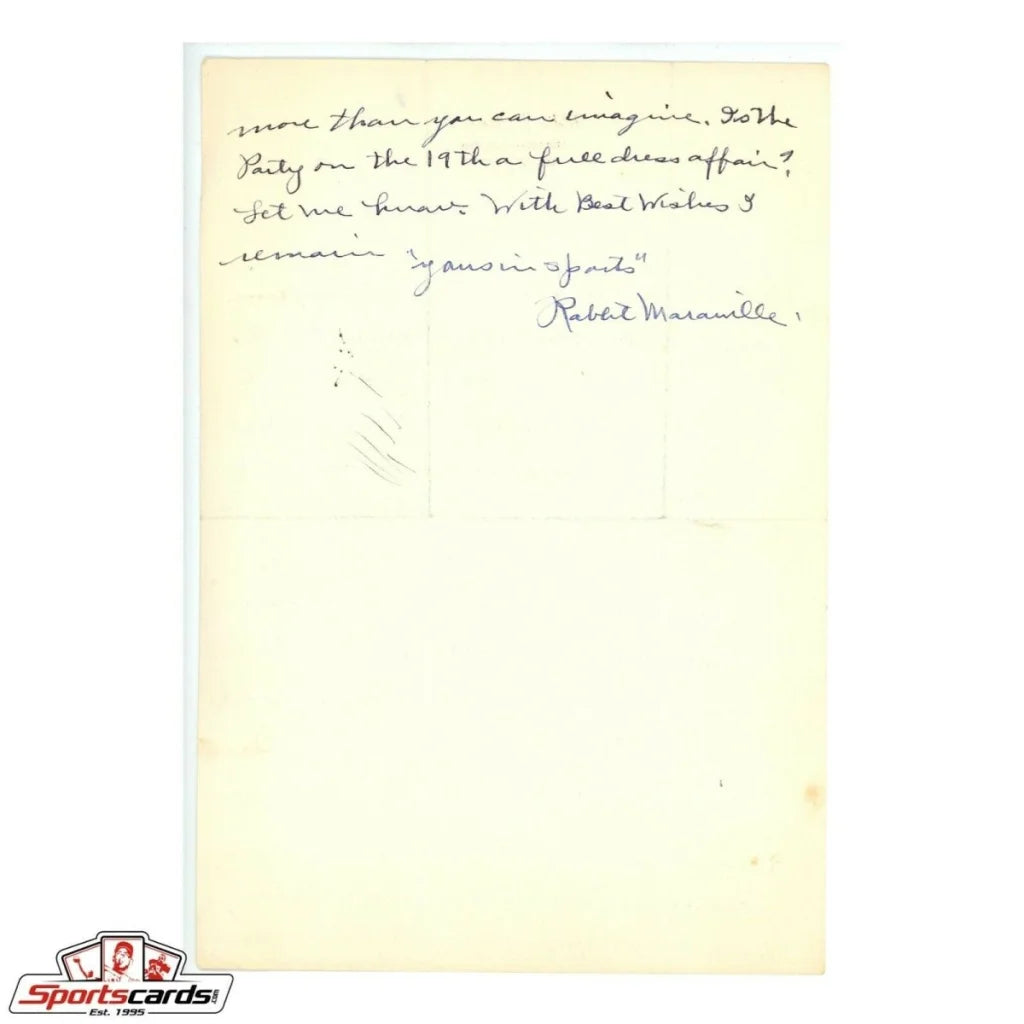 Rabbit Maranville handwritten letter on yellowed paper with ink signature