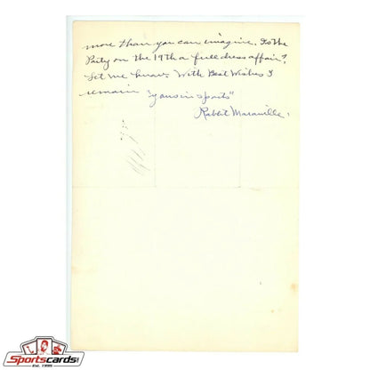 Rabbit Maranville handwritten letter on yellowed paper with ink signature