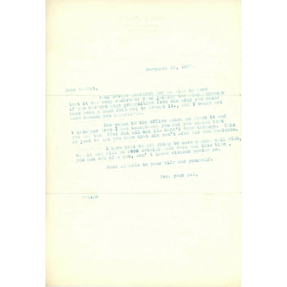 Vintage 1960s typewriter paper with Rabbit Maranville handwritten letter from 1979