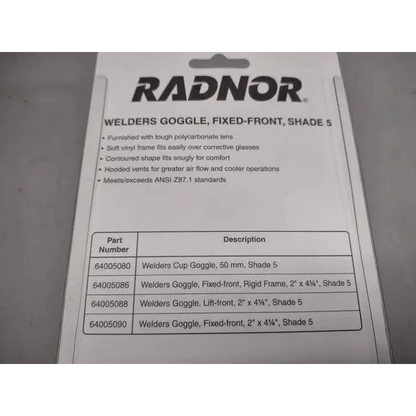 Radnor Rad64005090 welding goggles pack with Shade 5 lens protection image