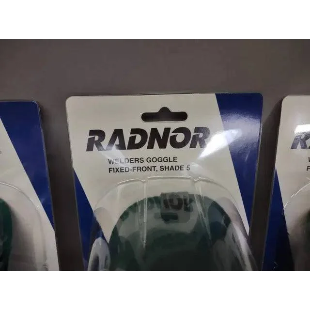 Packaged Radnor welding goggles with fixed front and Shade 5 lens for protection
