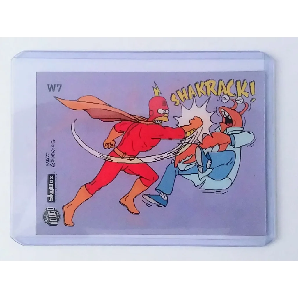 Red Radioactive Man trading card with wiggle effect, 1993 action pose