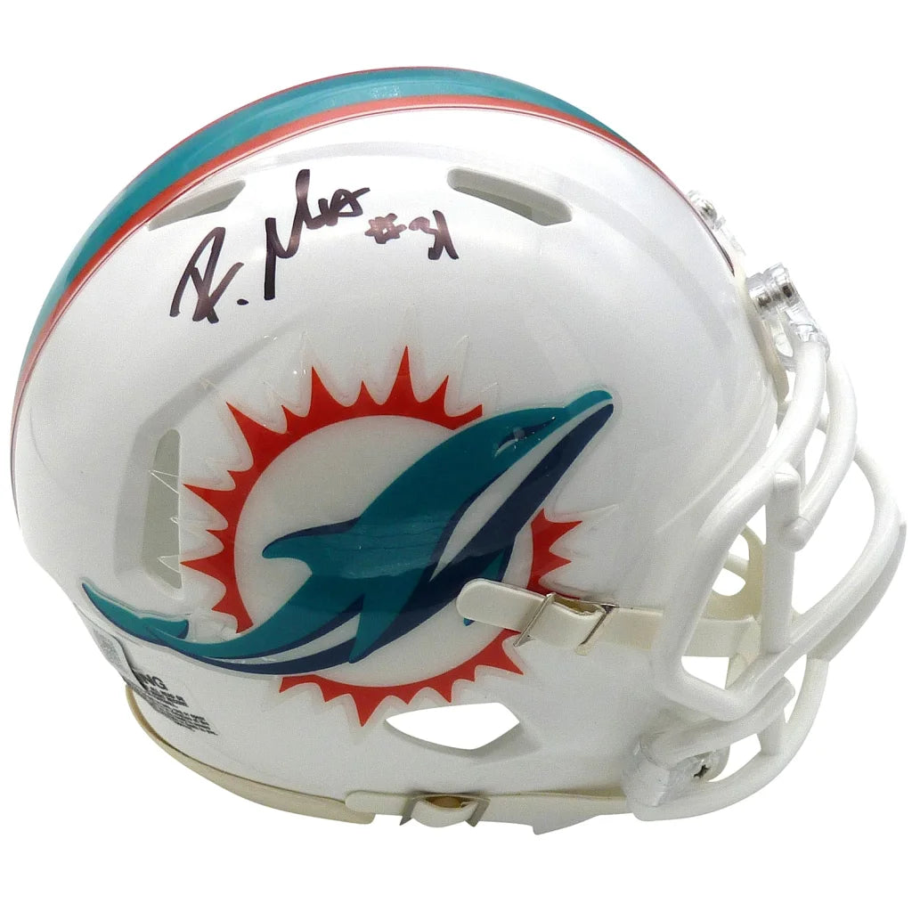 Raheem Mostert autographed Miami Dolphins mini helmet with teal logo