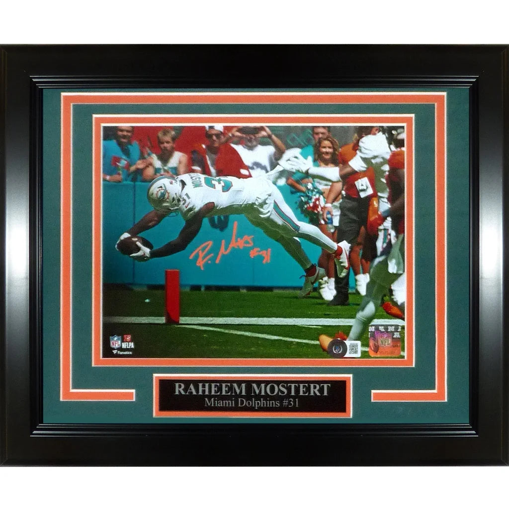 Raheem Mostert autographed Miami Dolphins TD dive deluxe framed 8x10 photo