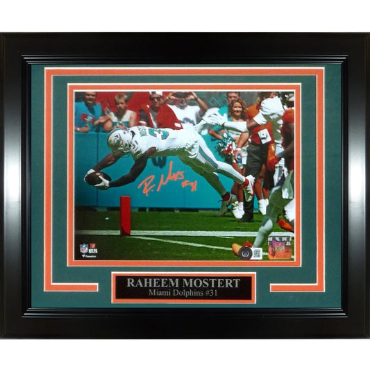 Raheem Mostert autographed Miami Dolphins TD dive deluxe framed 8x10 photo