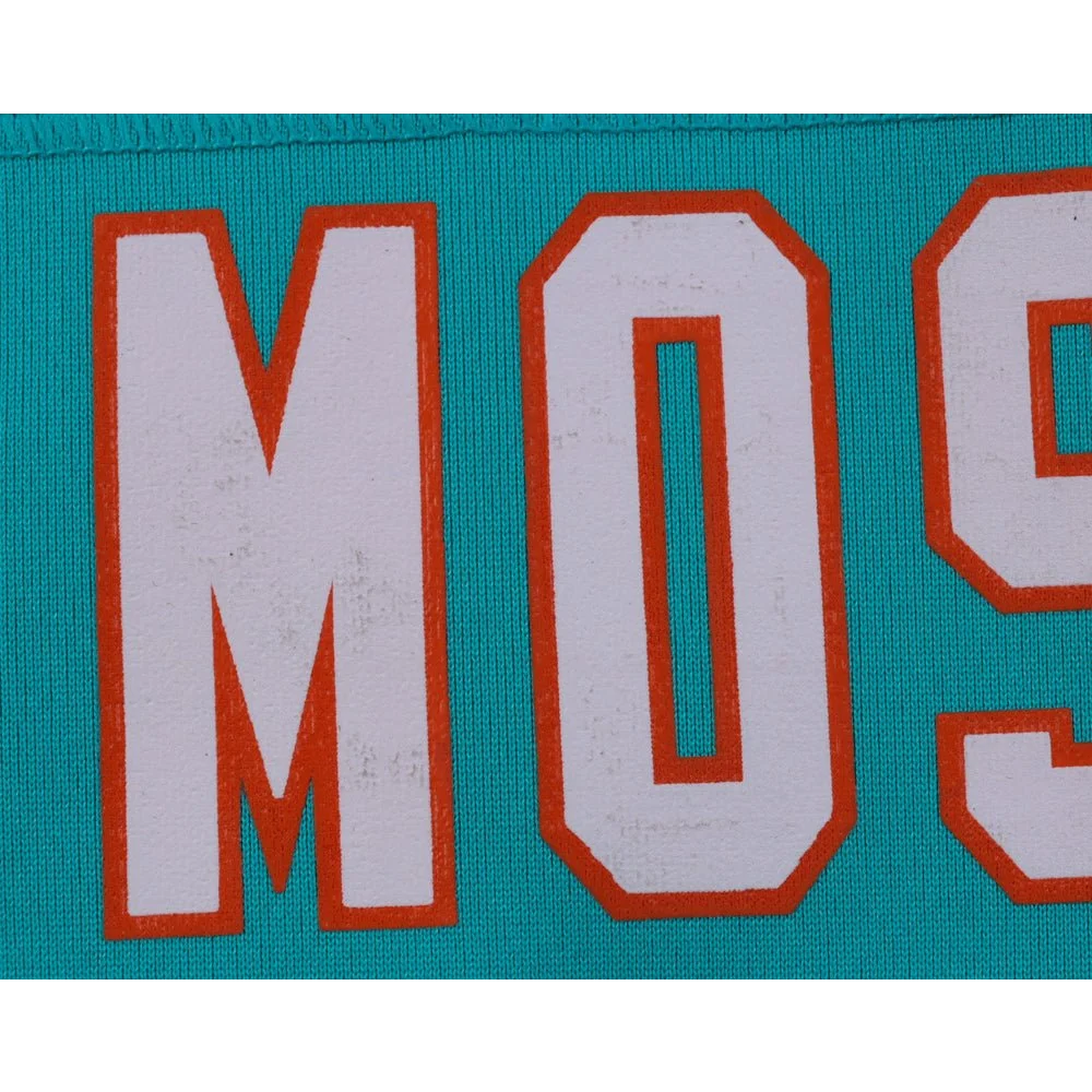 Aquamarine Raheem Mostert signed Miami Dolphins teal jersey with white and orange lettering