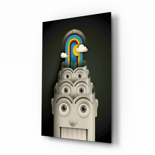 Surreal Rainbow Multi Eye Face Glass Wall Art Canvas Print | Insigneart USA | vintageantiquesgifts.com