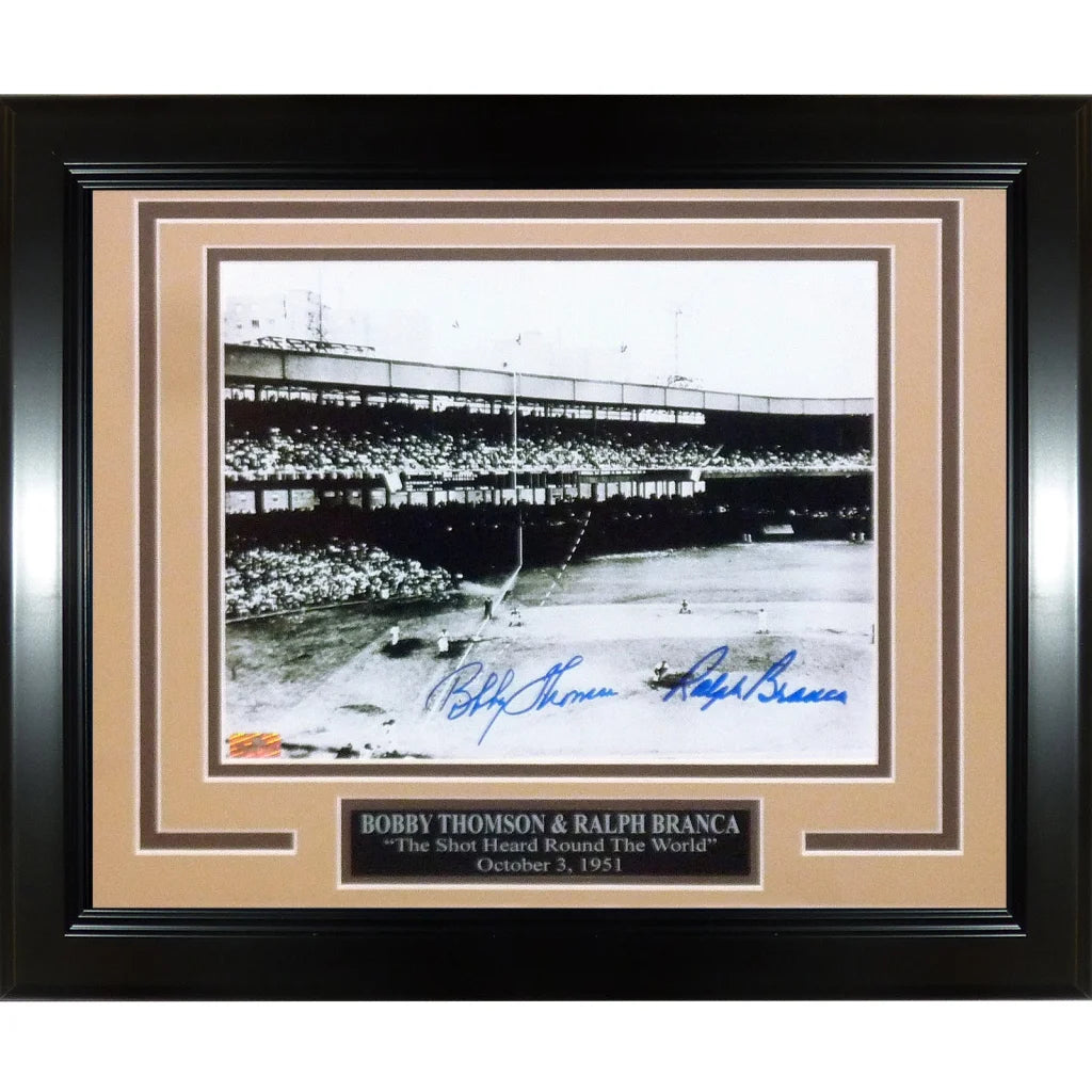 Ralph Branca Bobby Thomson dual autographed 8x10 photo framed