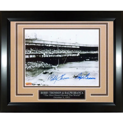 Ralph Branca Bobby Thomson dual autographed 8x10 photo framed