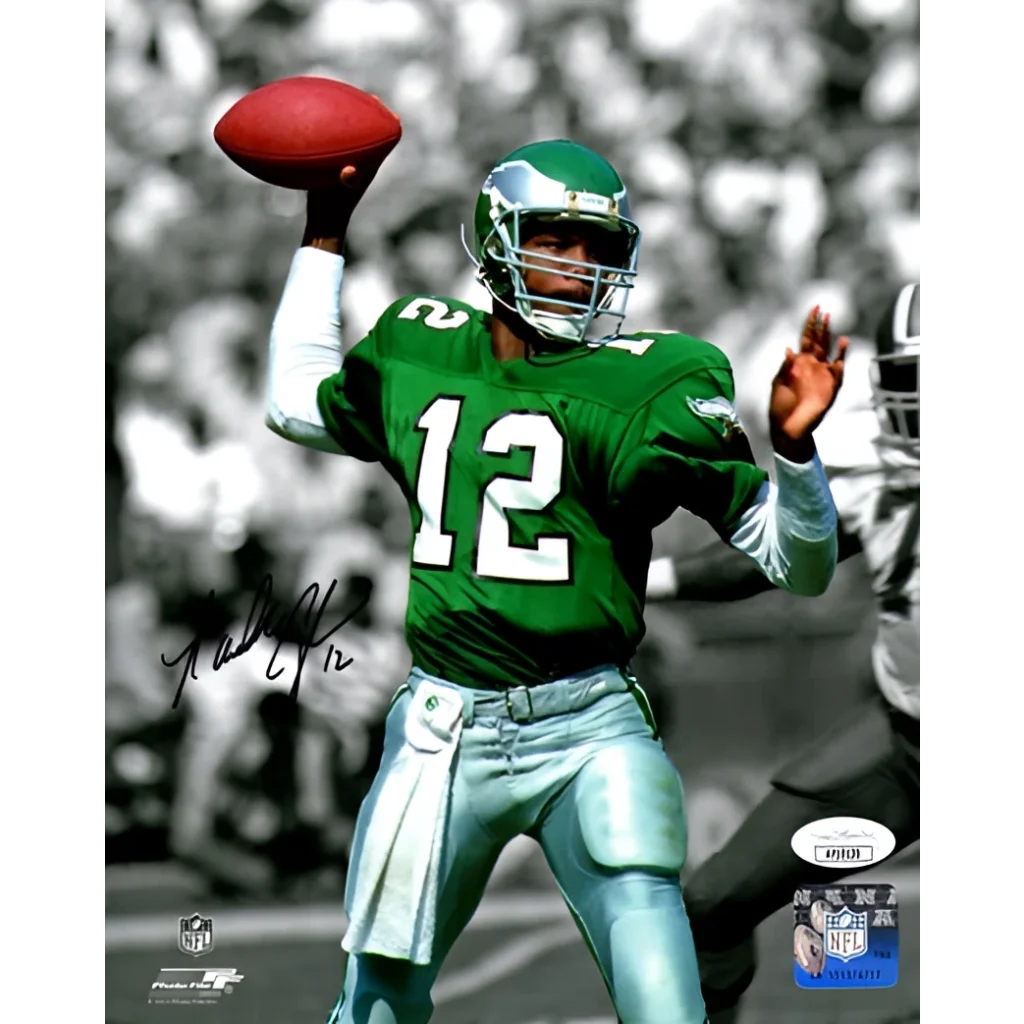 Randall Cunningham autographed Philadelphia Eagles green jersey photo