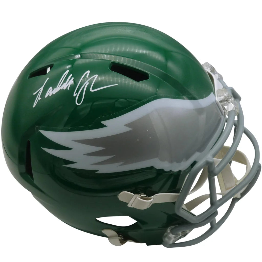 Randall Cunningham signed green Philadelphia Eagles replica helmet