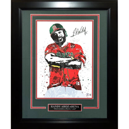 Randy Arozarena autographed Mexico splash art in black deluxe frame