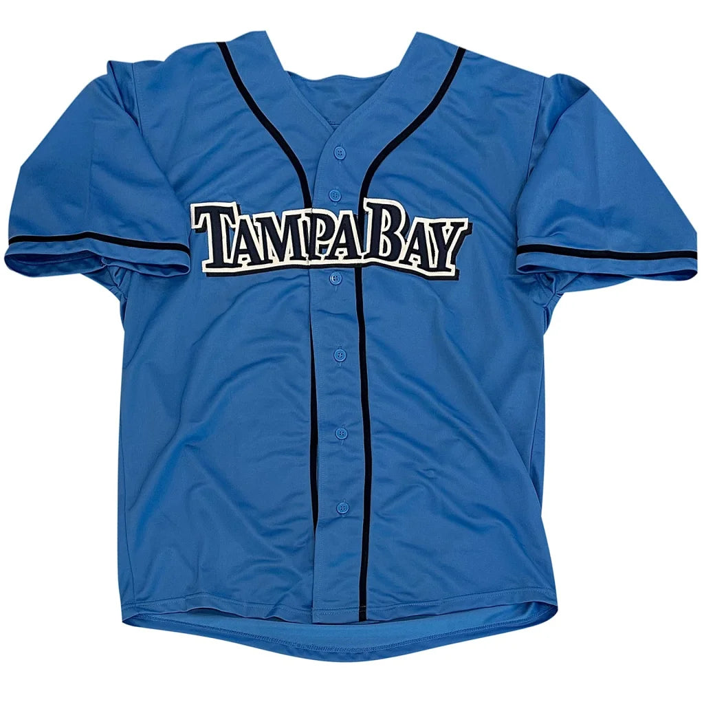 Randy arozarena autographed light blue Tampa Bay #56 custom jersey