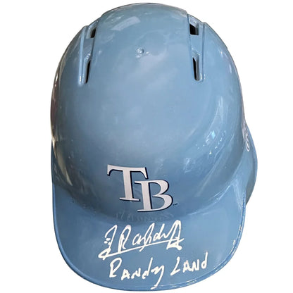 Randy Arozarena autographed Tampa Bay Rays mini batting helmet with TB logo