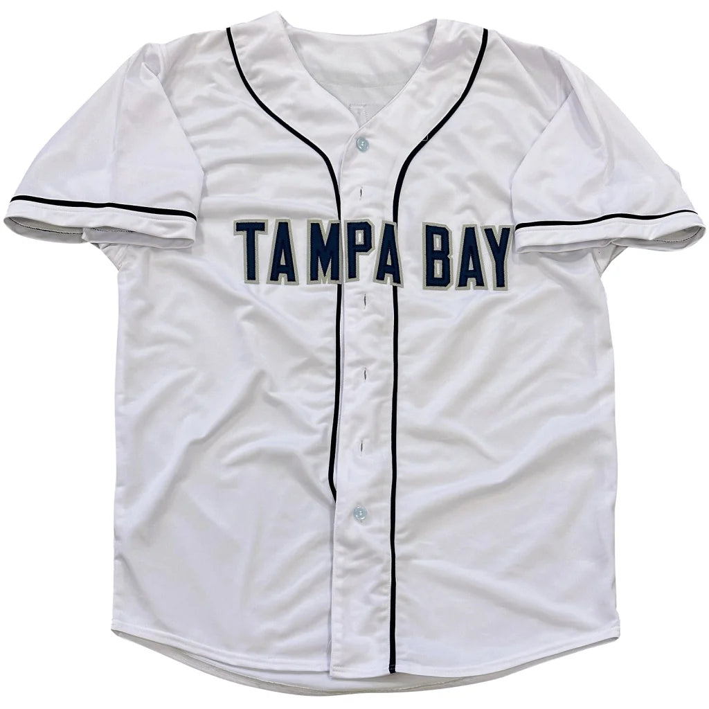 Randy Arozarena autographed Tampa Bay white jersey number 56