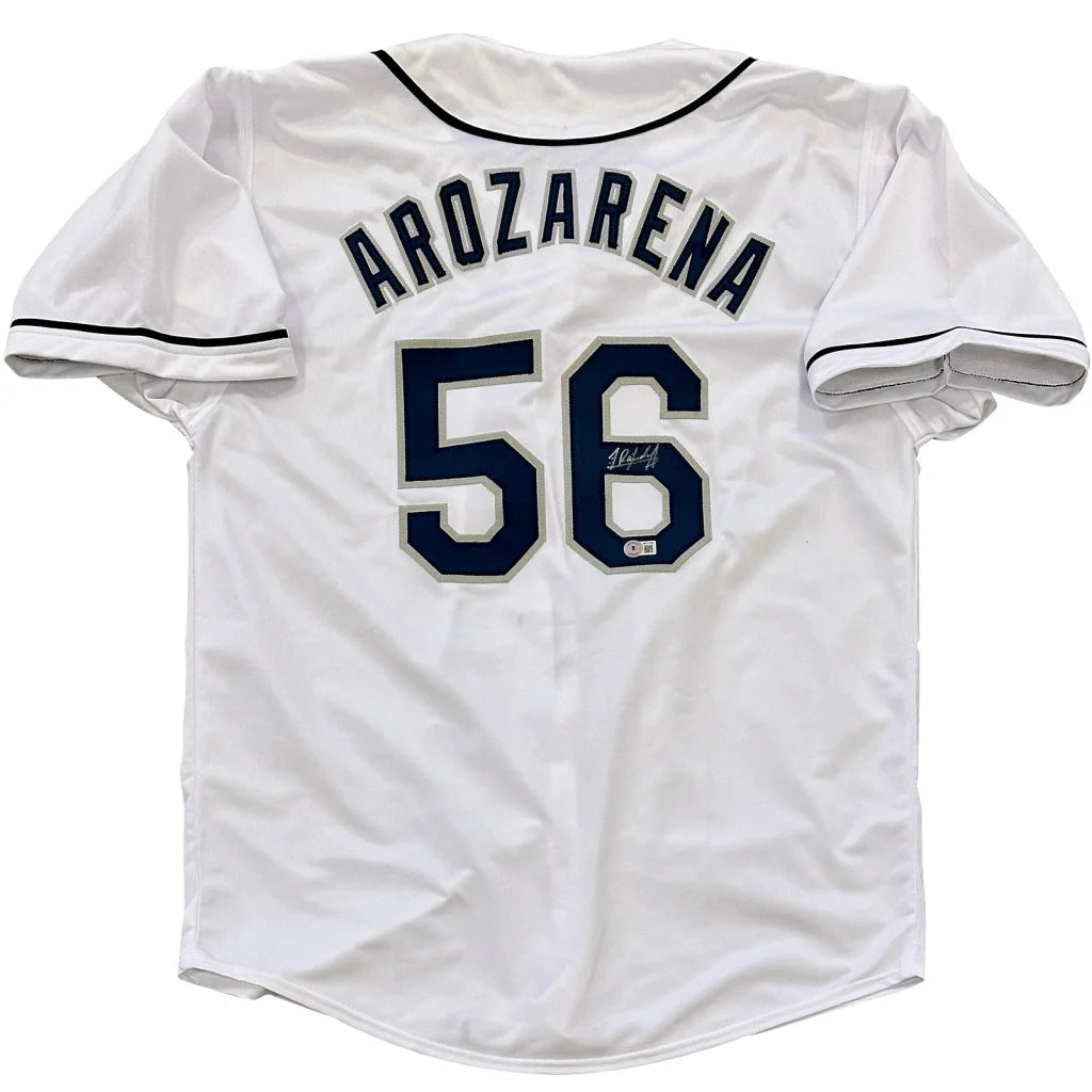 Randy Arozarena autographed Tampa Bay white jersey number 56