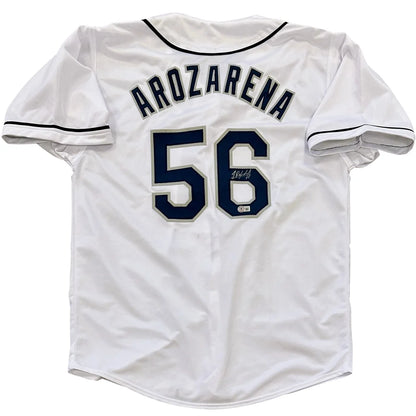 Randy Arozarena autographed Tampa Bay white jersey number 56