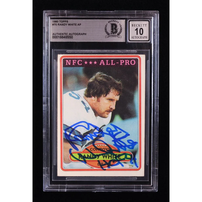 Randy White signed 1980 Topps HOF football card graded vintage collectible
