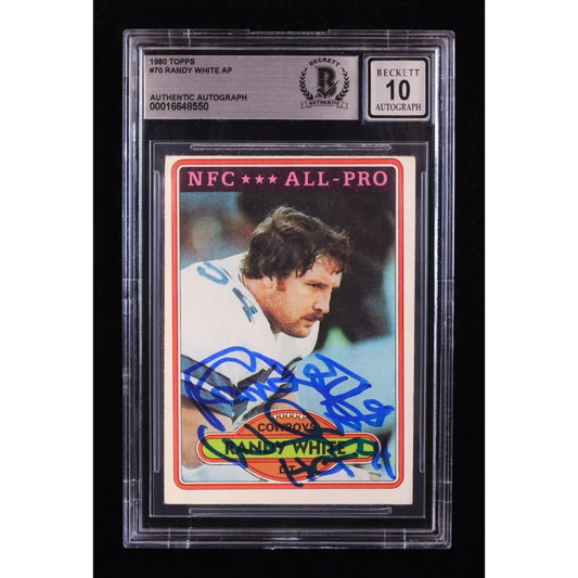Randy White signed 1980 Topps HOF football card graded vintage collectible