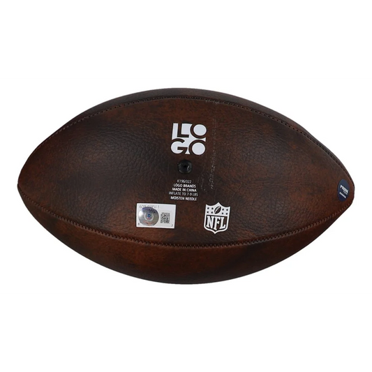 Brown leather Dallas Cowboys logo football with NFL logo and authentication