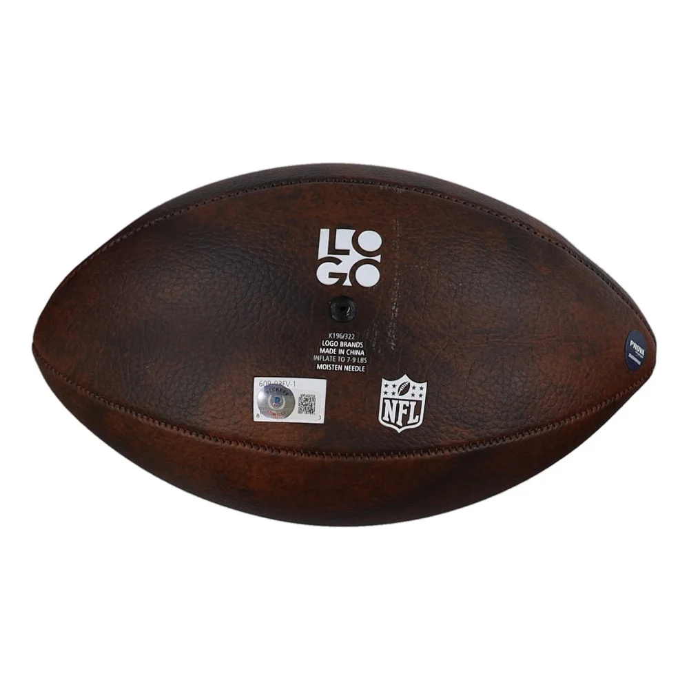 Brown leather Dallas Cowboys logo football with NFL and Randy White signature