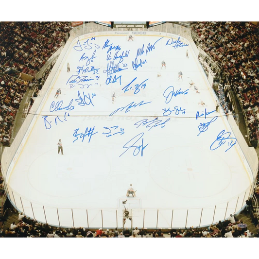 Rangers legends photo: Jagr, Messier, Glen Anderson on ice rink action