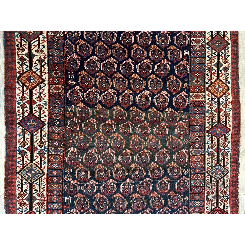 Rare 1880s Persian Afshar handwoven rug with geometric patterns