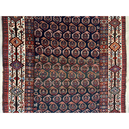 Rare 1880s Persian Afshar handwoven rug with geometric patterns