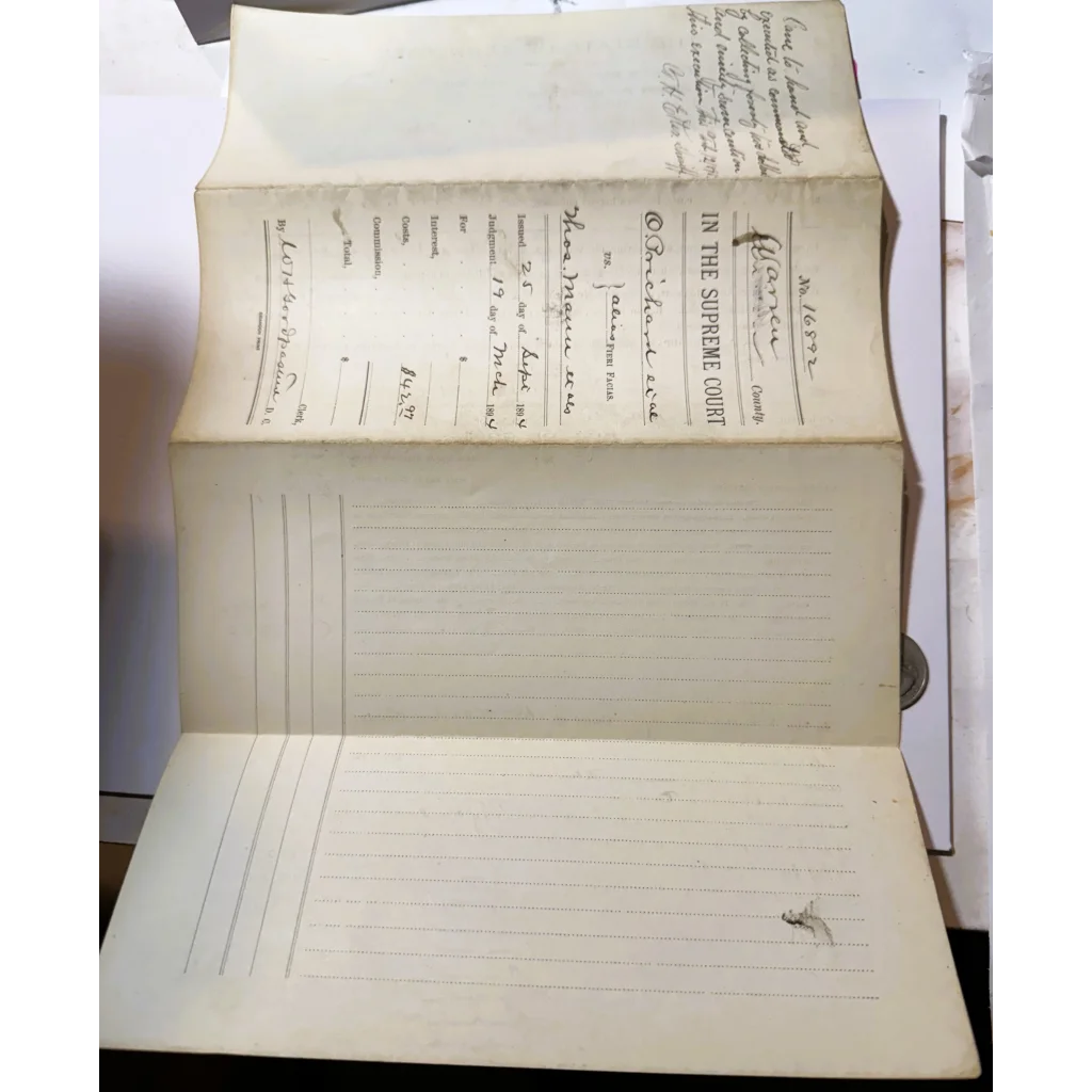 Aged Tennessee Supreme Court legal document from 1893 with handwritten and printed text