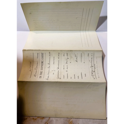 Folded legal document from a Tennessee Supreme Court case in Nashville