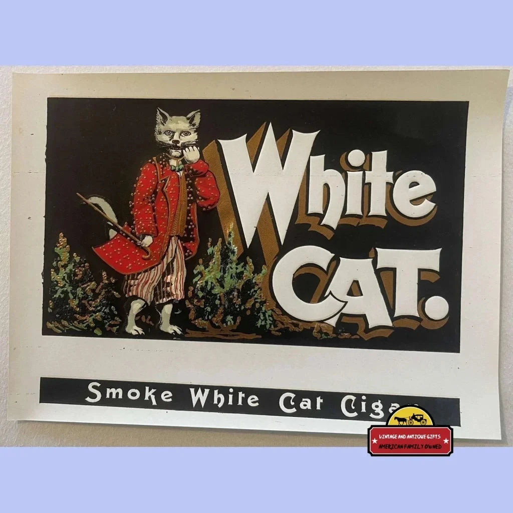 Rare 1900s - 1920s Antique Vintage White Cat Embossed Cigar Label 😸 Advertisements Tobacco and Labels | Tobacciana