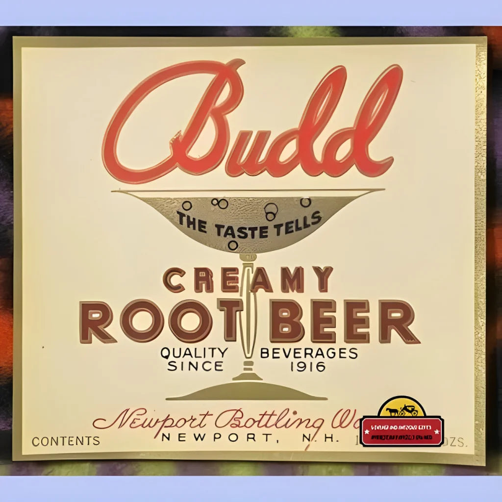 Vintage Budd Creamy Root Beer sign from Rare 1920s Budd Beverage Soda collection