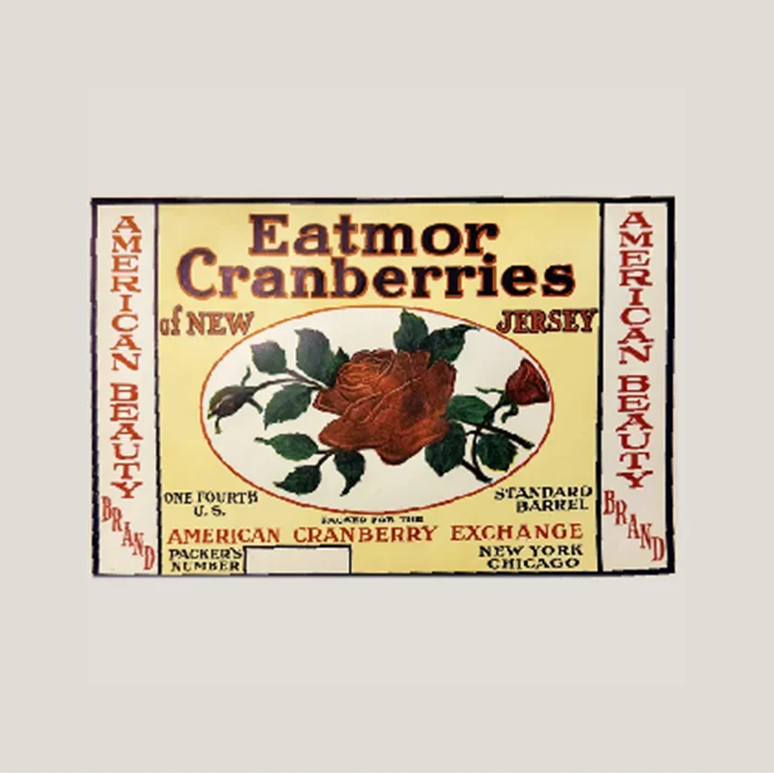 Vintage Eatmor Cranberries crate label from the 1920s American Cranberry Exchange