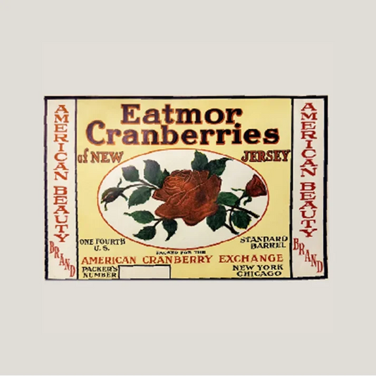 Vintage Eatmor Cranberries crate label from the 1920s American Cranberry Exchange
