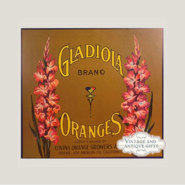 Vintage Gladiola Orange Crate Label from Los Angeles history in Covina